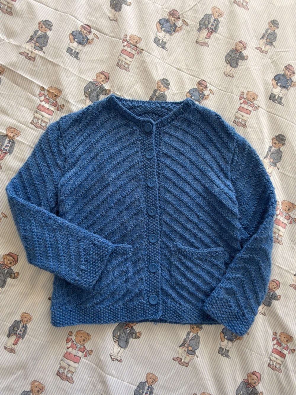 Vintage Blue Knit Cardigan Sweater